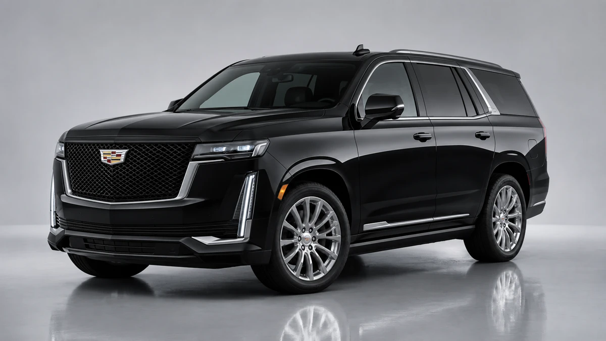 A black luxury SUV with a professional chauffeur